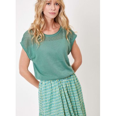 Top coton uni ajouré maille MANTRAS LA FIANCÉE