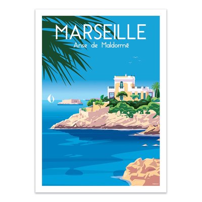 Affiche d’art 50 x 70 cm - Marseille Anse de Maldormé - Raphael Delerue WALL EDITIONS