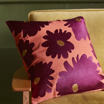 Housse de coussin 45x45 Coup de foudre orang SYLVIE THIRIEZ