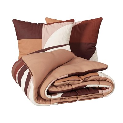 Housse couette + 2 taies percale de coton  Geo Tatia EDEN
