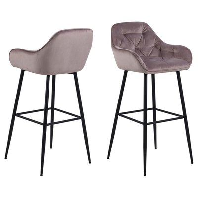 Lot de 2 Tabourets de bar Florie en tissu et métal TOILINUX