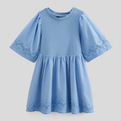 Robe bi-matière à détail brodé en coton BIO MONOPRIX