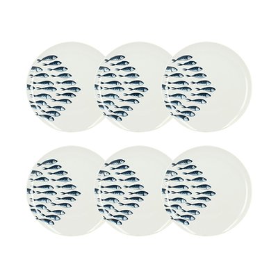 Lot de 6 assiettes plates en porcelaine 26,5cm, PESCARE NOVASTYL