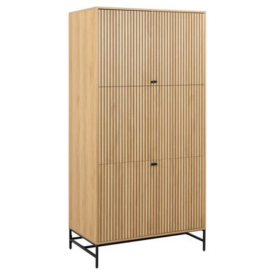 Armoire 4 portes et 6 étagères effet tasseaux BAÏKAL TOILINUX