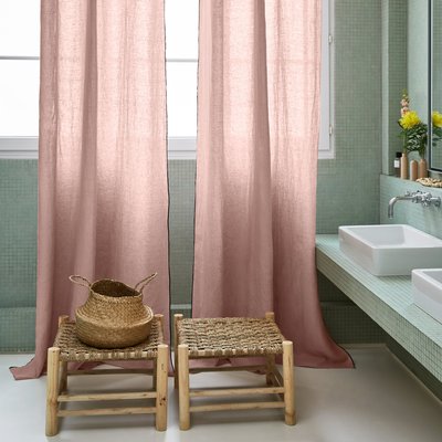 Rideau Carlina Tamisant en Lin 100% lavé légèrement froissé Vert 200x280 cm MADURA