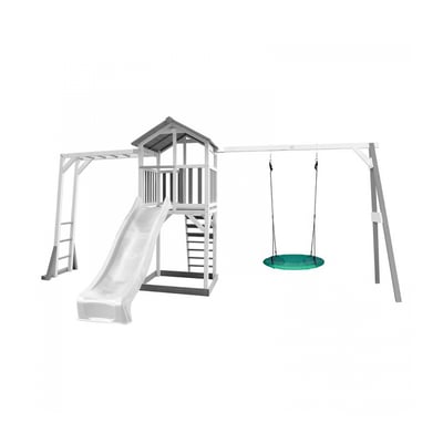 AXI Structure de jeu Beach Tower cadre escalade et balancoire Nid Summer Blanc Gris Toboggan Blanc AXI HOUSE