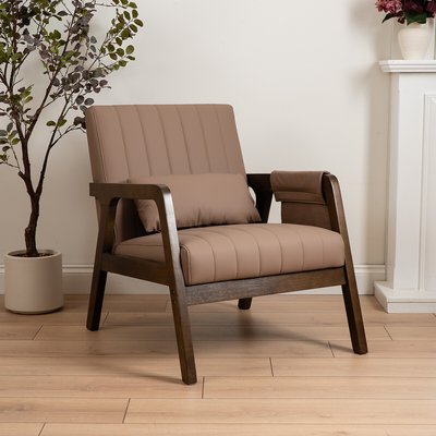 Flax Side Pocket Faux Leather Accent Chair SO'HOME