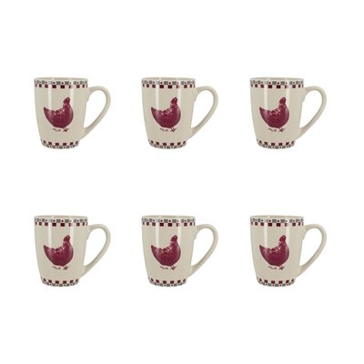 Lot de 6 mugs en grès 38cl, GALLINA NOVASTYL