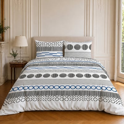 Parure de lit en microfibre motif géométrique, VAGUE C DESIGN HOME TEXTILE