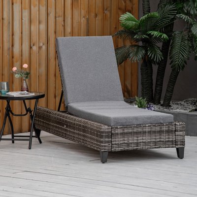 Bain de soleil inclinable grand confort en résine avec matelas OUTSUNNY