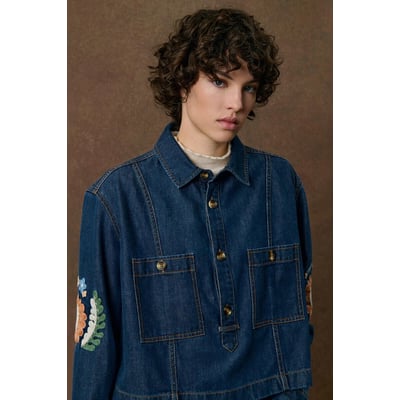Camisa vaquera con bordados, ILA LOUISE MISHA