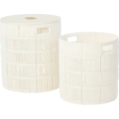 Set de 2 paniers ronds en métal avec couvercle RECOLLECTION