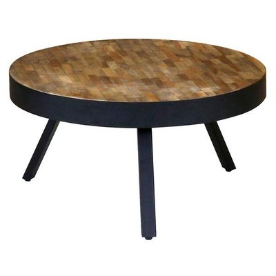 Table basse teck recyclé et métal ronde Ø76 cm WOODY ZAGO