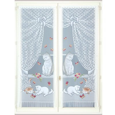 Paire de vitrages dentelle chatons et franges HOME MAISON