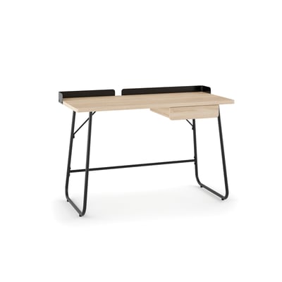 Bureau 1 tiroir en MDF et métal, NÉRO HISPANOHOGAR