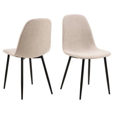 Lot de 4 chaises de salle à manger en tissu avec pieds en acier CLELIA TOILINUX