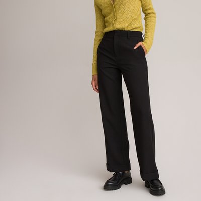 Pantalon droit à revers en polyviscose LA REDOUTE COLLECTIONS