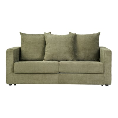 Canapé convertible 3 places en tissu velours chenille vert kaki avec matelas 13 cm BACIO MILIBOO
