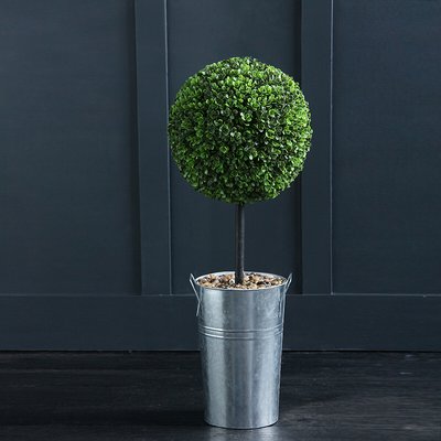 82cm Artificial Ball Boxwood Topiary in Metal Pot SO'HOME