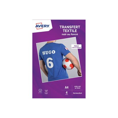 Papier créatif 4 Transferts T-shirt noirs/foncés A4 AVERY