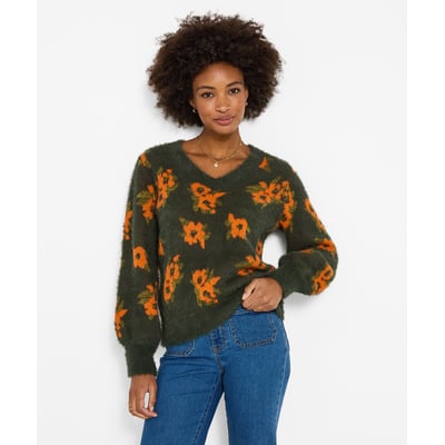 Pull Duveteux Col V Fleurs d'Automne JOE BROWNS