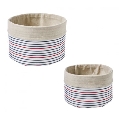 Lot de 2 paniers de rangement à rayures en polycoton MAGELLAN GUY LEVASSEUR