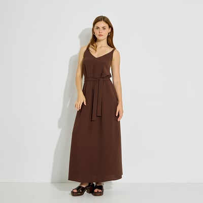 Robe longue unie infroissable à nouer GRAIN DE MALICE