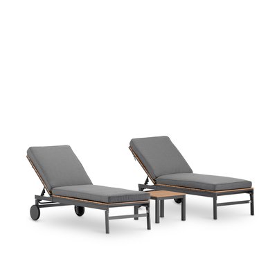 Set 2 transats aspect bois et table, OSAKA DEFORA HOME