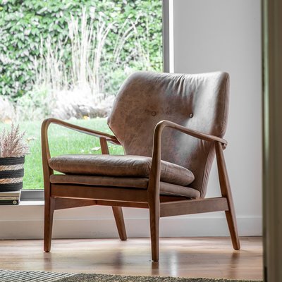 Jeni Mid Century Leather Armchair SO'HOME