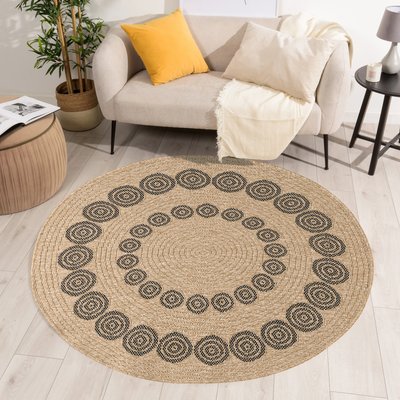 Tapis de salon rond intérieur extérieur motifs cercles NATURE NAZAR RUGS