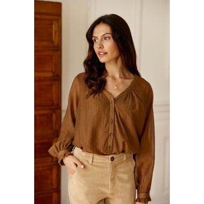 Blouse manches longues col v uni BERTINO LA PETITE ETOILE