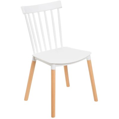 Chaise de cuisine bois et plastique blanc 50x52x82cm WADIGA