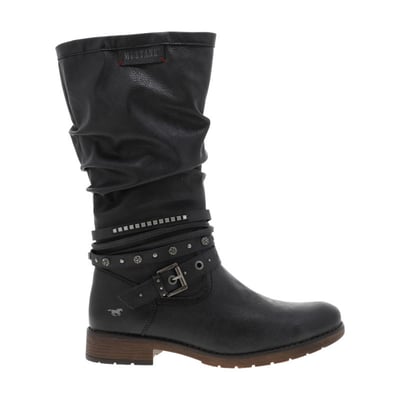 Bottes bleu marine à talon décroché bas avec un zip et une boucle décorative MUSTANG