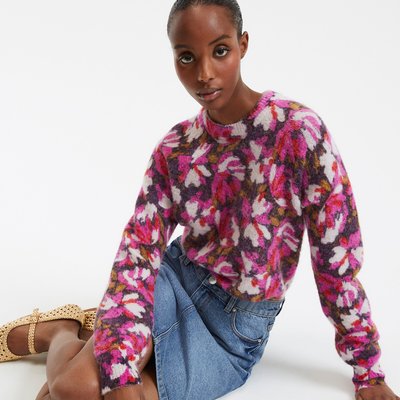 Pull col rond en alpaga mélangé, imprimé floral LA REDOUTE COLLECTIONS