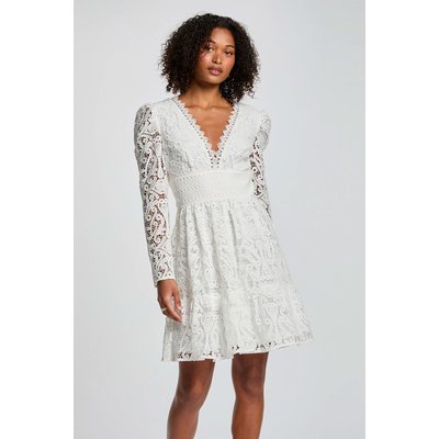Robe courte évasée dentelle MORGAN