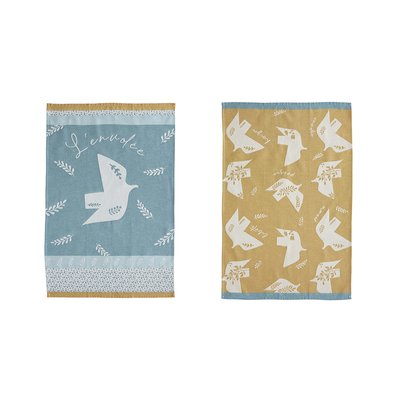 Lot de torchons imprimés en jacquard de coton, Envolées COUCKE