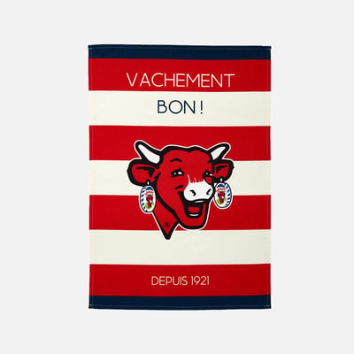 Torchon imprimé coton LA VACHE QUI RIT RAYÉ COUCKE