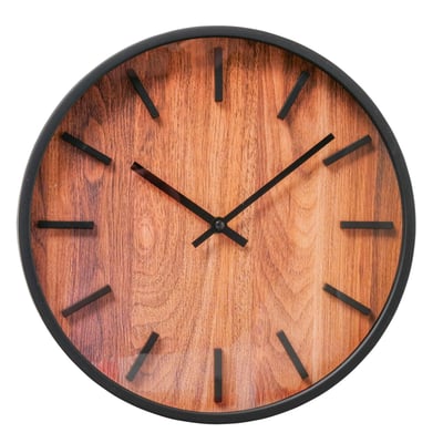 Horloge murale noire et bois 30x30x4cm WADIGA