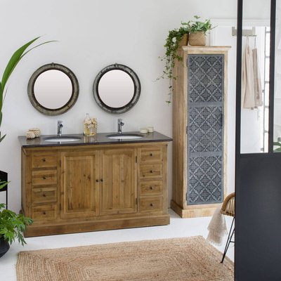 Meuble sous vasque en bois recyclé  AMBRE MADE IN MEUBLES 
