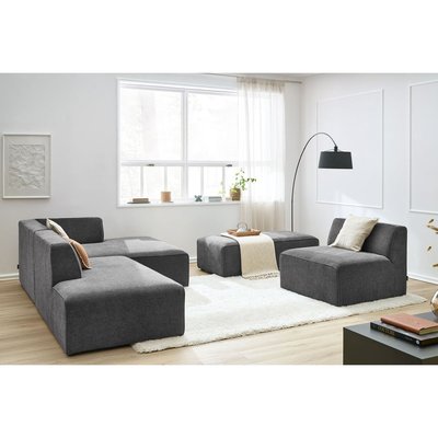 Canapé modulable 6 places en tissu texturé, MEGEVE BOBOCHIC