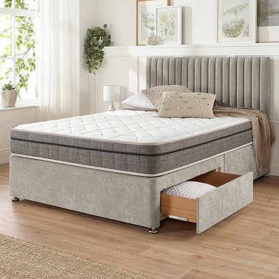 Grant Linen Divan Bed with 2 Drawers and Pocket+ Memory Mattress Set ASPIRE