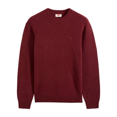 Pull en laine mélangée bordeaux à coupe droite pourvu d'un col rond LEVI'S