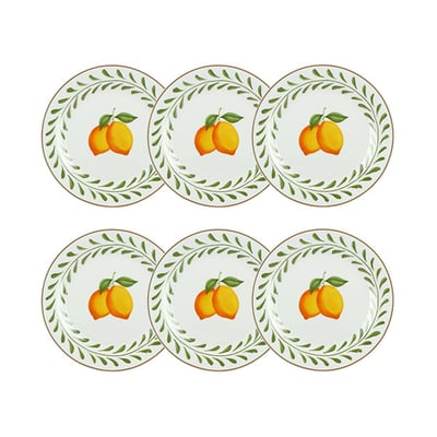 Lot de 6 assiettes plates en porcelaine, LEMON NOVASTYL