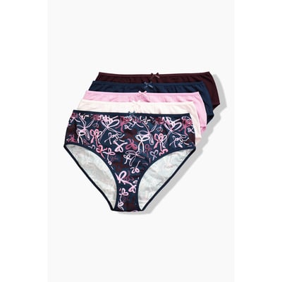 Culottes midi, lot de 5, nœuds/couleur unie ULLA POPKEN