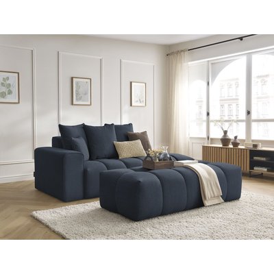 Canapé droit fixe 5 places en tissu chiné avec pouf, MONT-BLANC BOBOCHIC