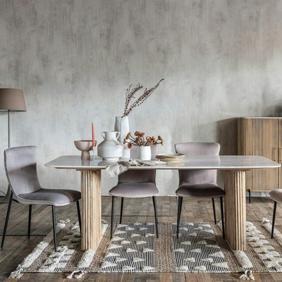 Table marbre et bois 200 cm MASSA PIER IMPORT