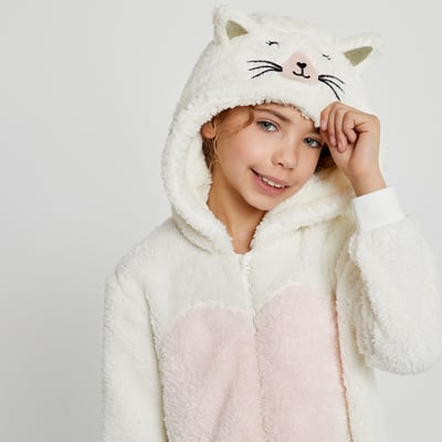 Pijama-macacão em polar suave, bordado gato LA REDOUTE COLLECTIONS