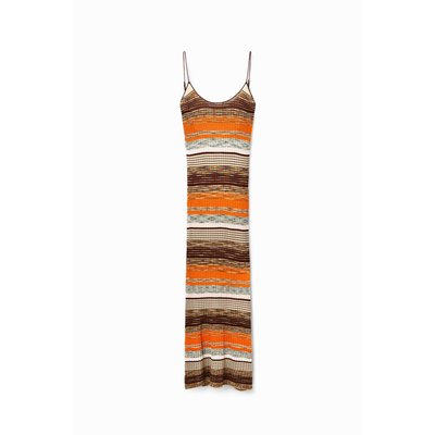Robe midi tissu côtelé rayures DESIGUAL