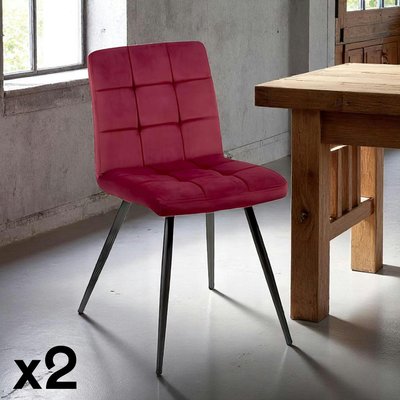 Chaise de salle à manger en velours capitonné gris style contemporain MALMOE (lot de 2) PIER IMPORT