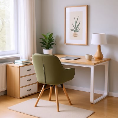 Ensemble de bureau multifonction L-type avec 3 tiroirs et 2 niches et chaise de bureau, DOBBYNCARSON MEUBLES COSY